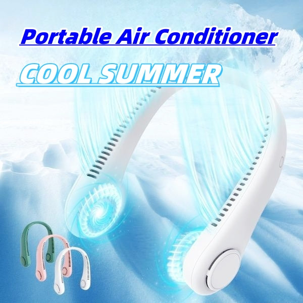 Ventilador de cuello recargable, miniventilador USB manos libres para viajes, aficionados a los deportes al aire libre, ventilador de cuello colgante portátil sin aspas