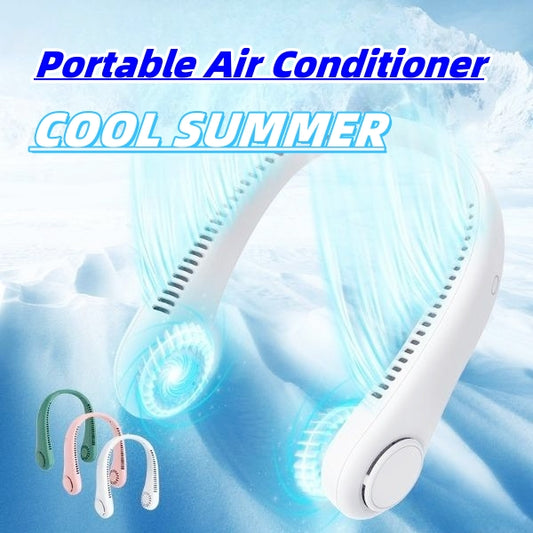 Ventilador de cuello recargable, miniventilador USB manos libres para viajes, aficionados a los deportes al aire libre, ventilador de cuello colgante portátil sin aspas