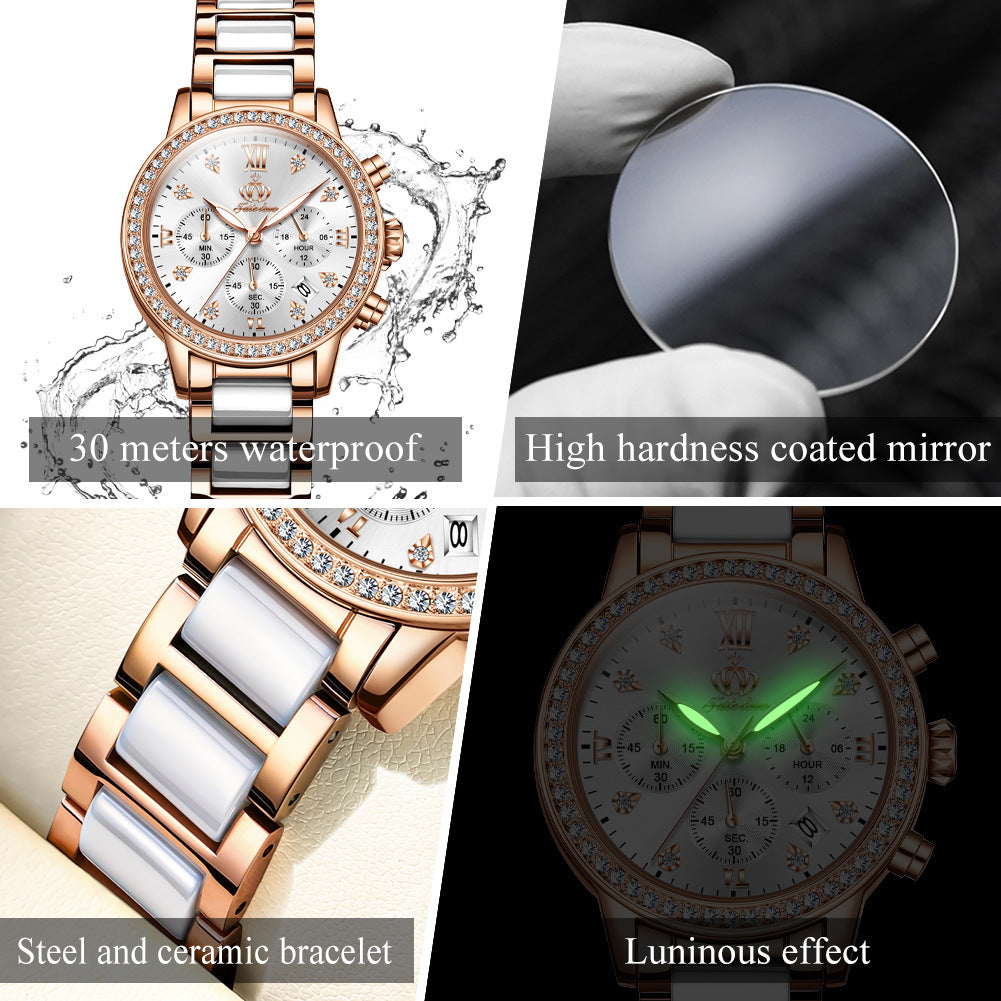 Simple Rhinestone Quartz Watch Waterproof Women's Watch