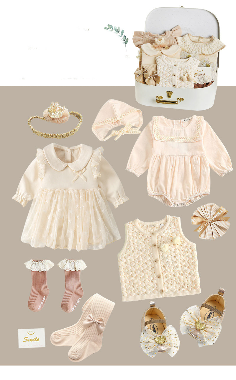 Coffret cadeau nouveau-né costume printemps et été fille bébé cadeau pleine lune