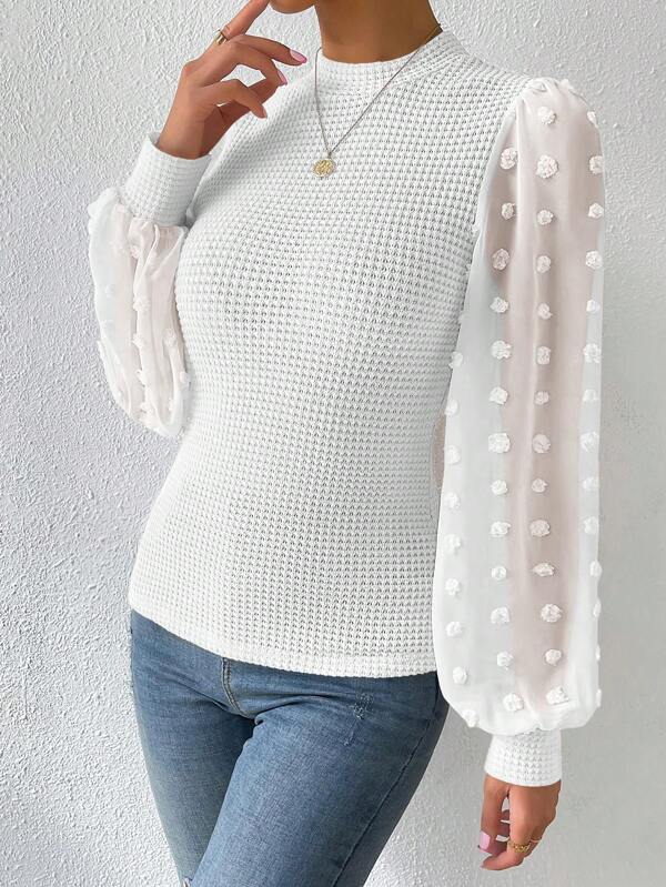 Women's Knitwear Round Neck Stitching Long Sleeve