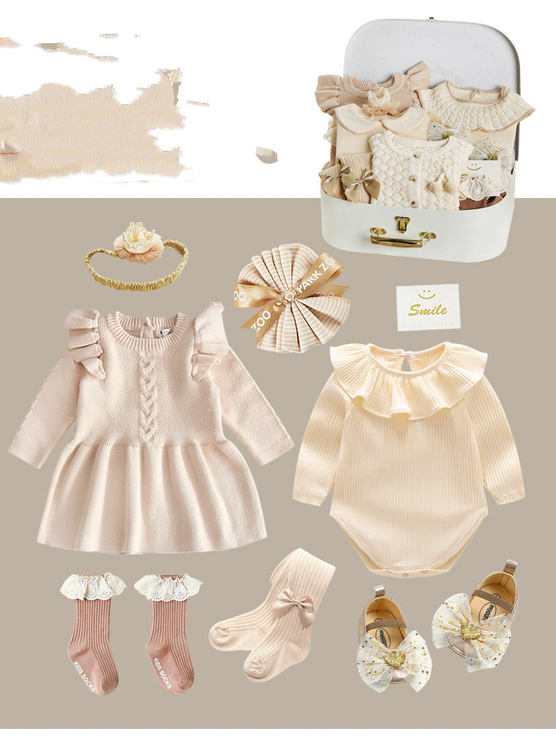 Coffret cadeau nouveau-né costume printemps et été fille bébé cadeau pleine lune