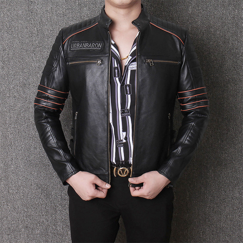 Vêtements en cuir véritable Harley Vêtements de moto pour hommes Coupe ajustée