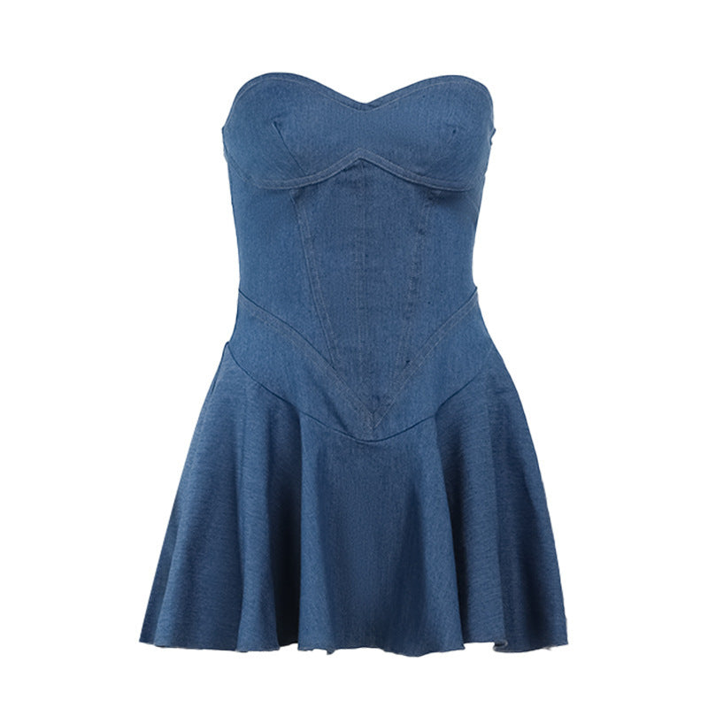 Fashion Tube Top Denim Dress Women