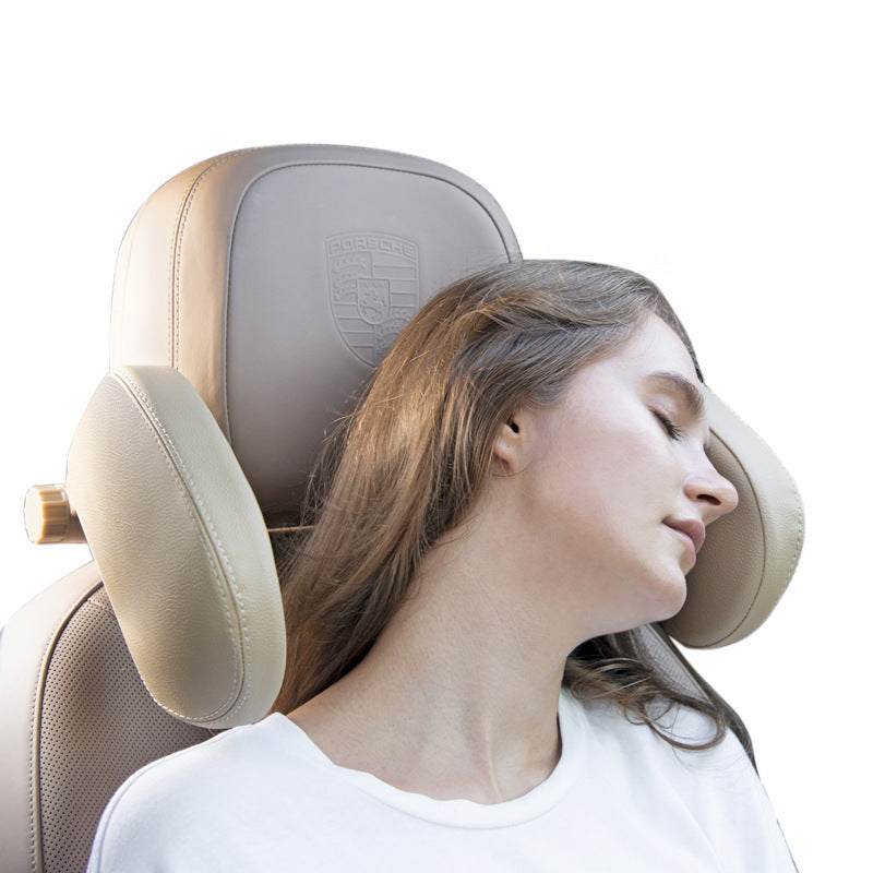 Almohada para reposacabezas de coche, cojín ajustable para dormir, asiento de viaje suave, reposacabezas de cuero para coche, almohada para el cuello, accesorios para coche