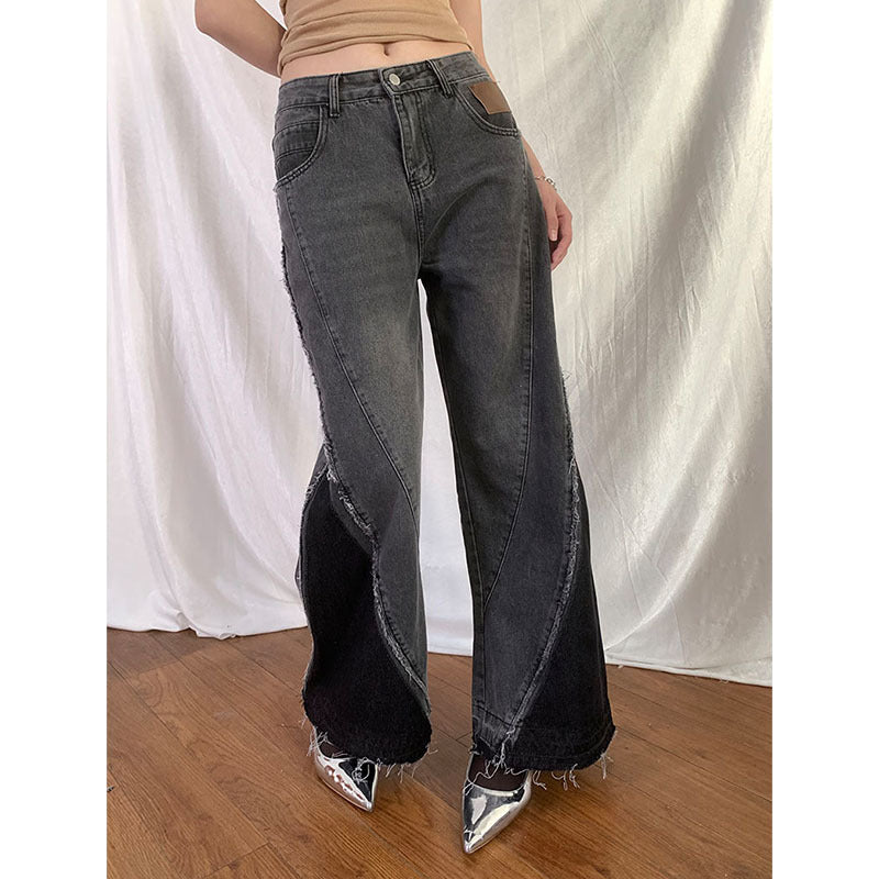 Jean long gris vintage pour femme