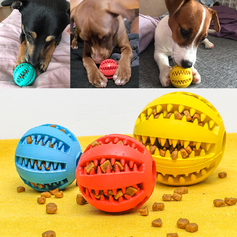 Juguete para perros con alimentador lento para mascotas, juguete de pelota de goma divertido y bonito para perros