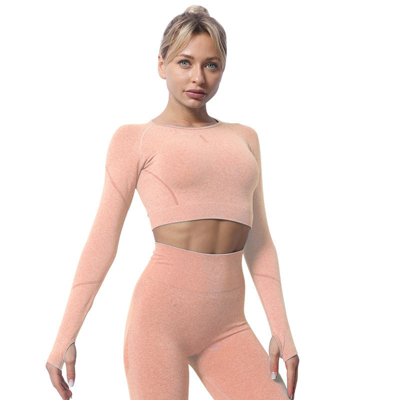 Seamless Knitted Yoga Clothes Long-sleeved Jacket Sports Fitness Women