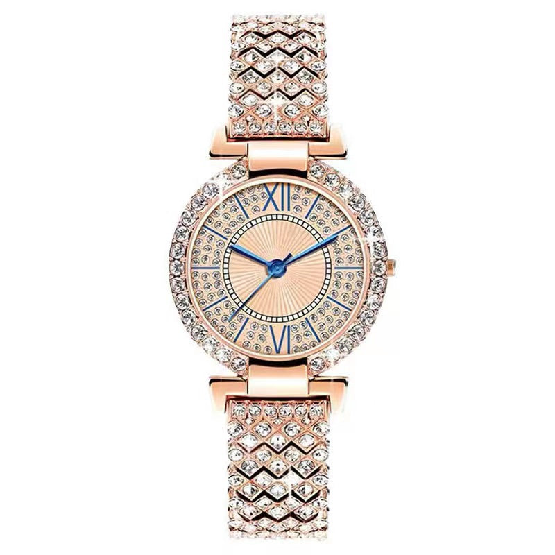 Montre à quartz de luxe élégante et assortie avec diamants pour femmes