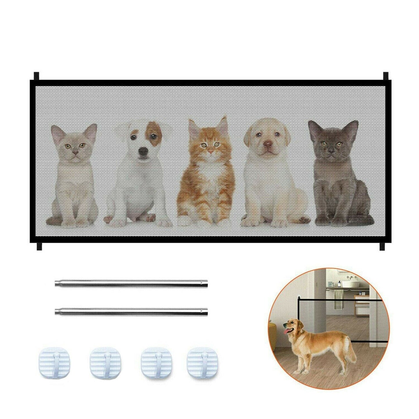 Pet Dog Fence Gate Safe Guard Safety Enclosure Dog Fences Dog Gate The Ingenious Mesh Magic Pet Gate Pet Supplies Dropshipping