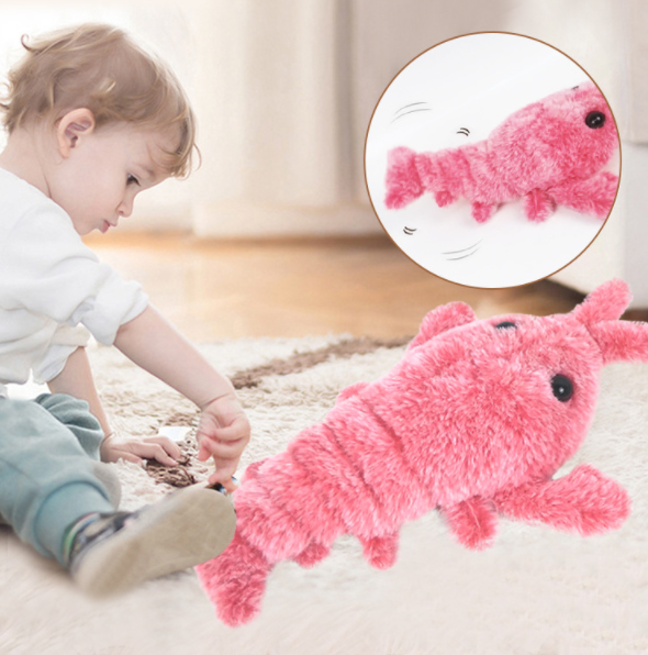 Jouets pour animaux de compagnie électrique saut de crevettes USB charge Simulation homard drôle chat en peluche animaux jouet