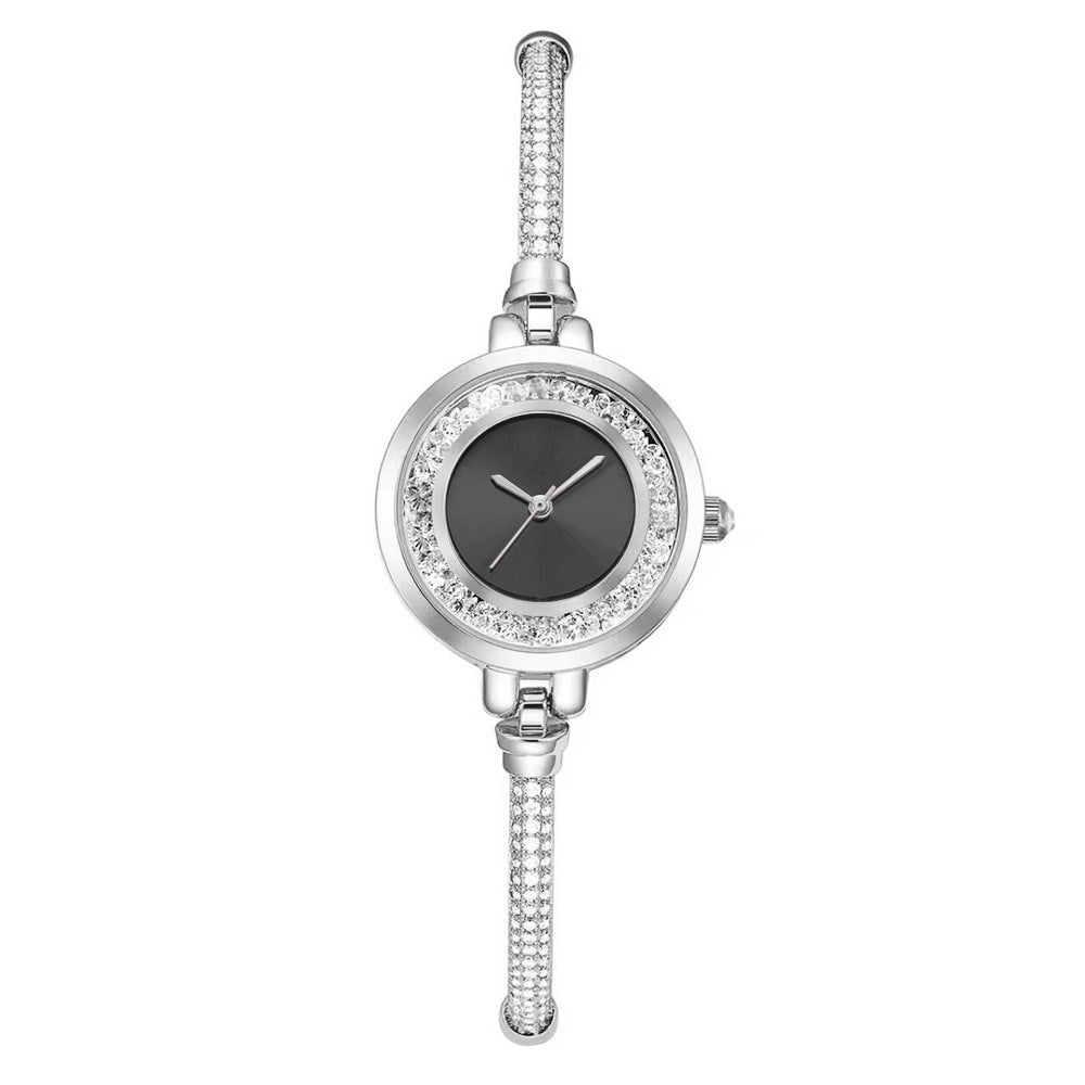 Reloj de pulsera con correa fina para mujer, reloj de pulsera con esfera pequeña y arena movediza con diamantes de imitación, reloj ajustable retráctil