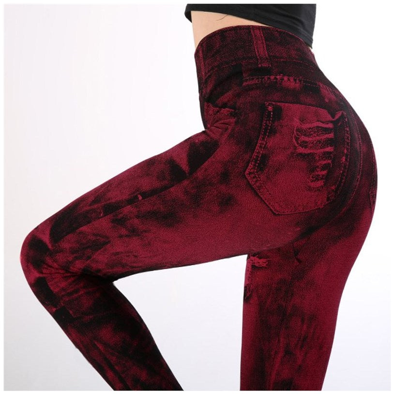 Faux faux leggings pantalons de yoga pour femmes