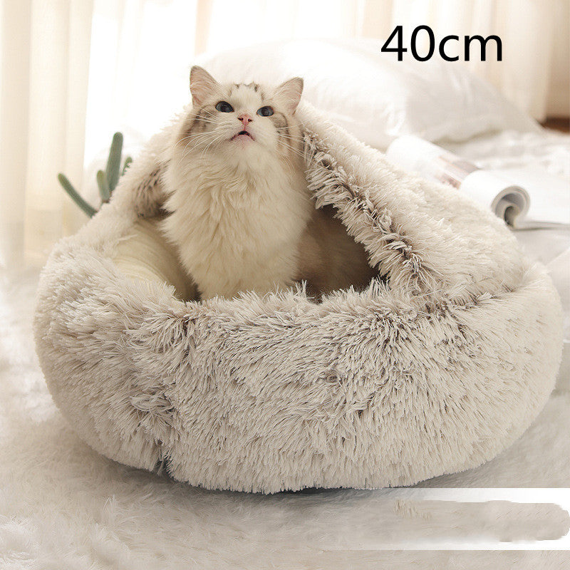 Cama 2 en 1 para perros y gatos, cama de invierno para mascotas, cama redonda de felpa cálida, cama suave y larga para mascotas