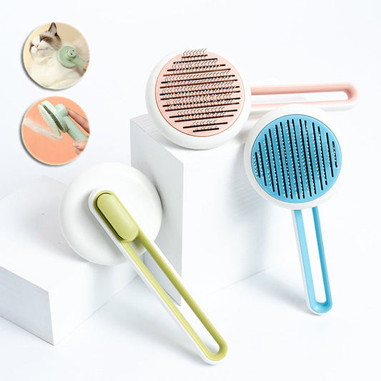 Brosse à poils ronds pour chiens et chats, outil de toilettage, peigne de Massage automatique, fournitures pour animaux de compagnie