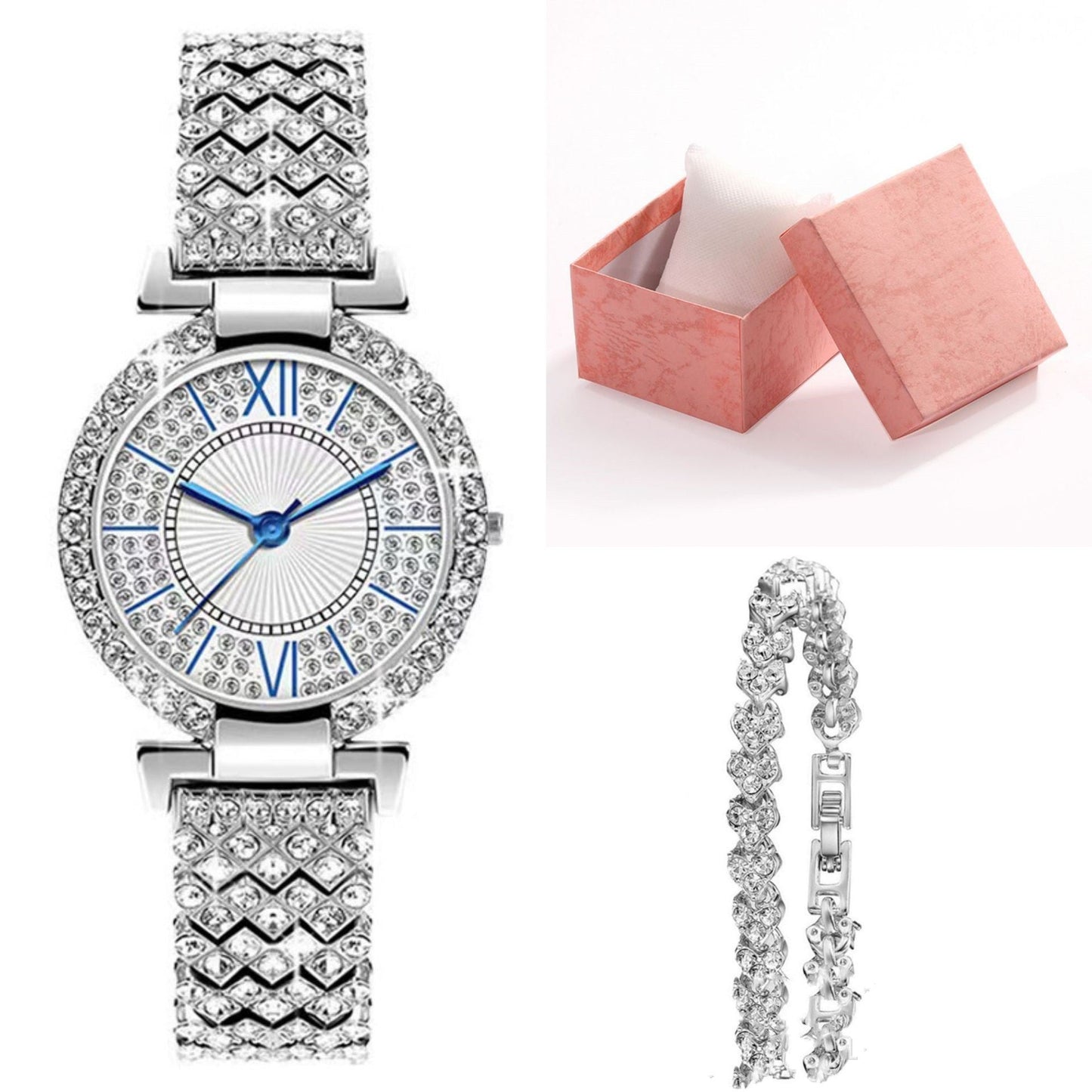 Montre à quartz de luxe élégante et assortie avec diamants pour femmes