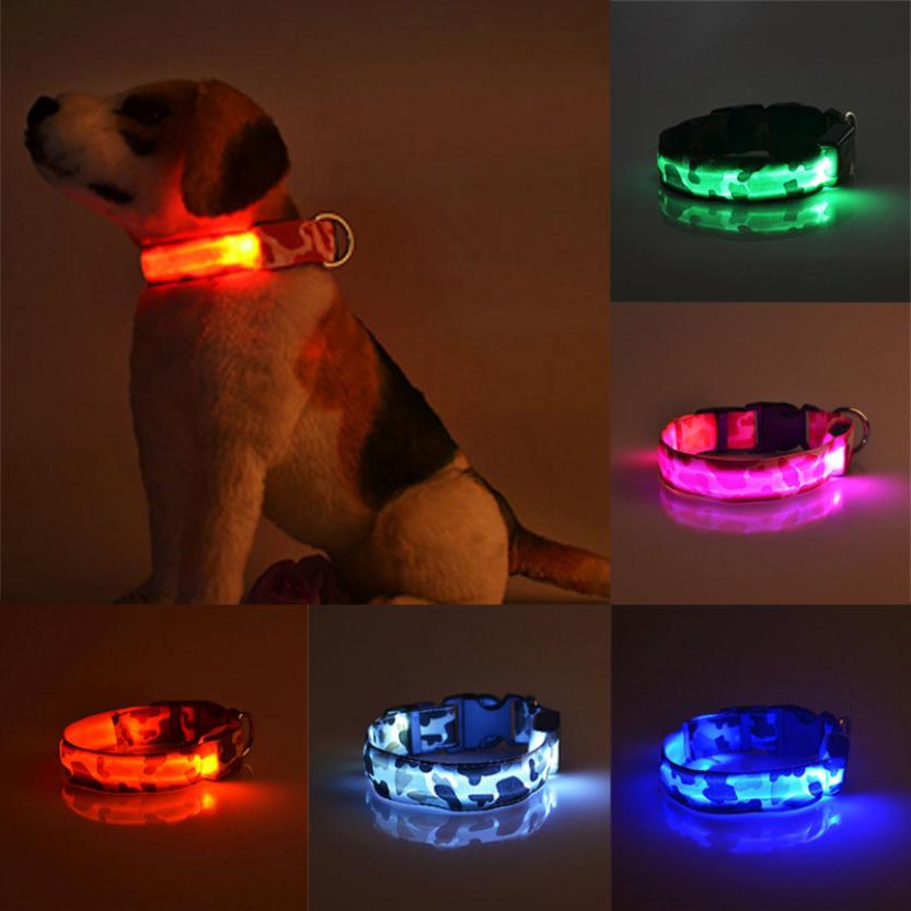 Suministros para mascotas de camuflaje collar de perro luminoso