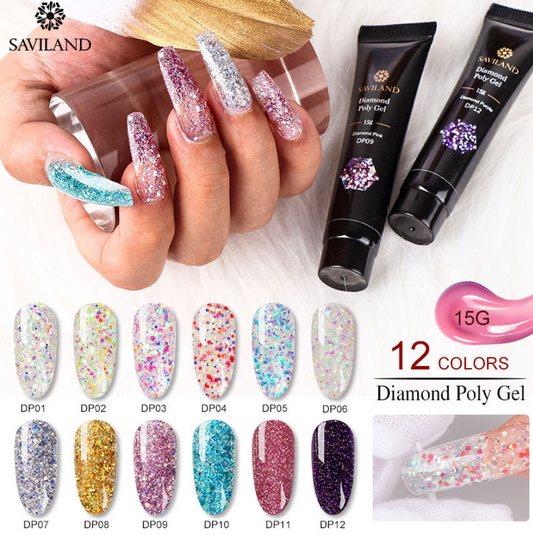 Polygel diamant pour ongles, 12 couleurs