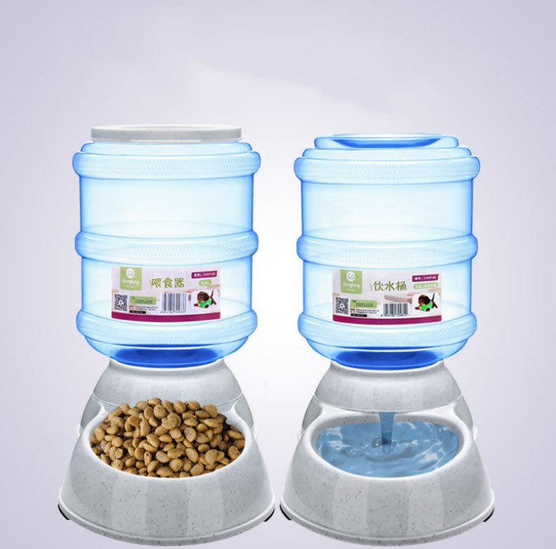 Alimentador automático para perros y gatos, fuentes de agua potable, tazón de comida para perros de plástico de gran capacidad, dispensador de agua