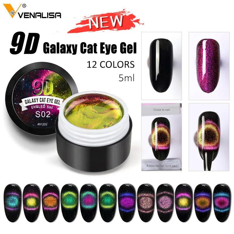 Venalisa 9D Gel Vernis Oeil de Chat Magique Caméléon Gel Vernis À Ongles Manucure Galaxy Étoilé Magnétique Multicolore 5 ml Vernis À Ongles Gel