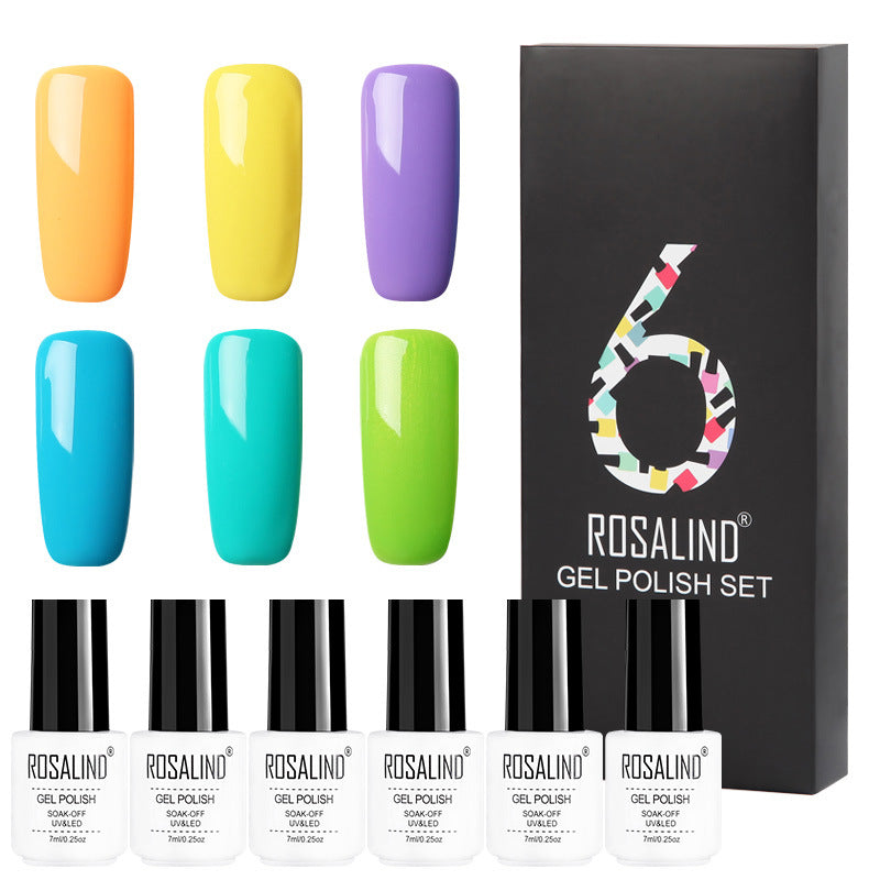 Ensemble de vernis à ongles Gel de couleur unie, coffret cadeau de manucure, 6 couleurs