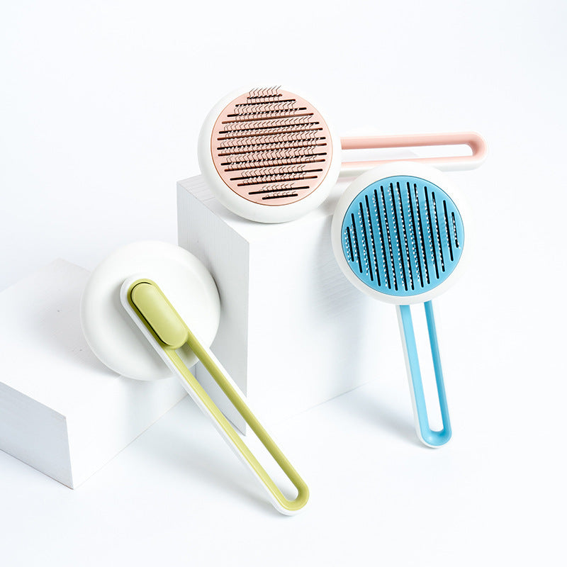 Brosse à poils ronds pour chiens et chats, outil de toilettage, peigne de Massage automatique, fournitures pour animaux de compagnie