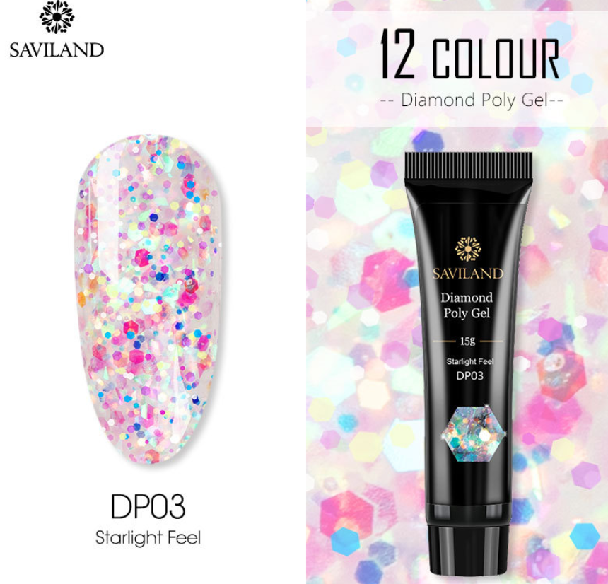 12 Colors Nail Diamond Poly Gel