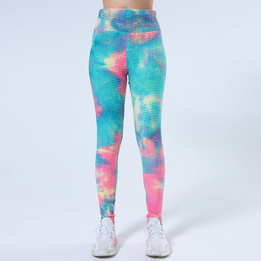 Legging de yoga hanches en jacquard tie-dye