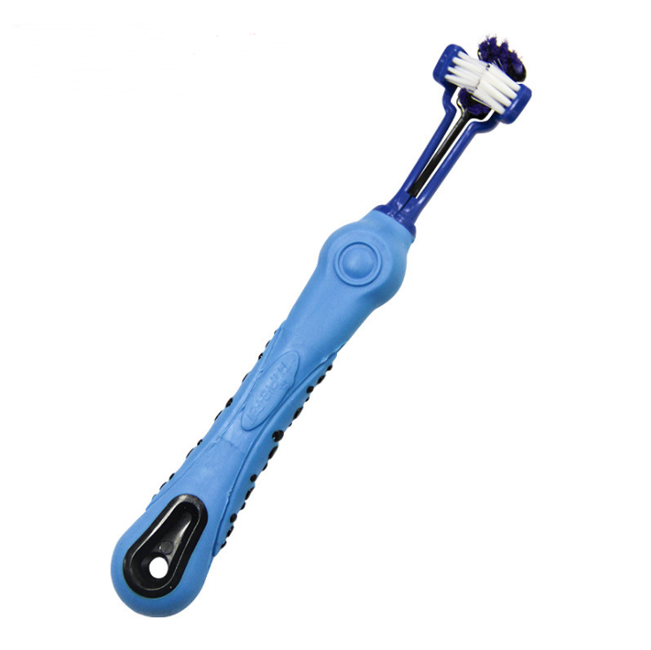 Brosse à dents à trois faces pour animaux de compagnie, brosse pour chien, mauvaise haleine, tartre, soins des dents