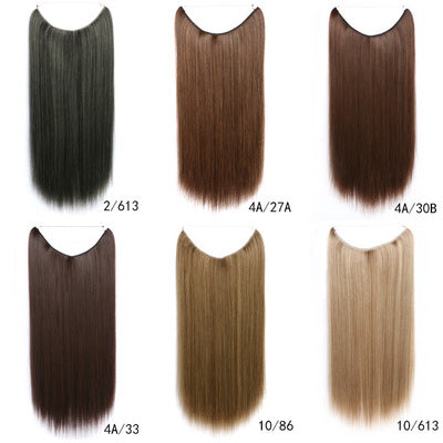 Extensions de cheveux synthétiques lisses et soyeuses, postiches avec fil Invisible de 22 pouces, sans Clips, ligne de poisson secrète