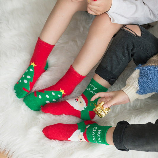 Medias navideñas simples a media pantorrilla de moda infantil