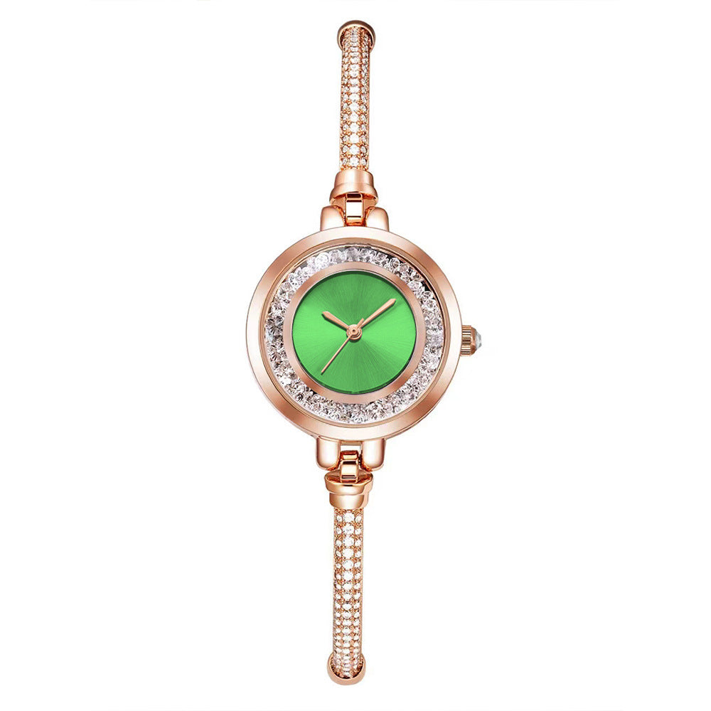 Reloj de pulsera con correa fina para mujer, reloj de pulsera con esfera pequeña y arena movediza con diamantes de imitación, reloj ajustable retráctil