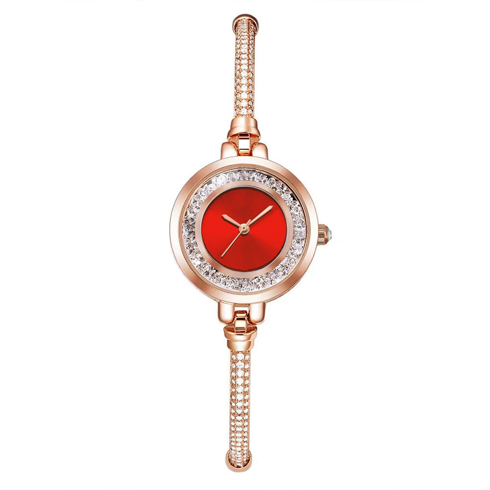 Reloj de pulsera con correa fina para mujer, reloj de pulsera con esfera pequeña y arena movediza con diamantes de imitación, reloj ajustable retráctil