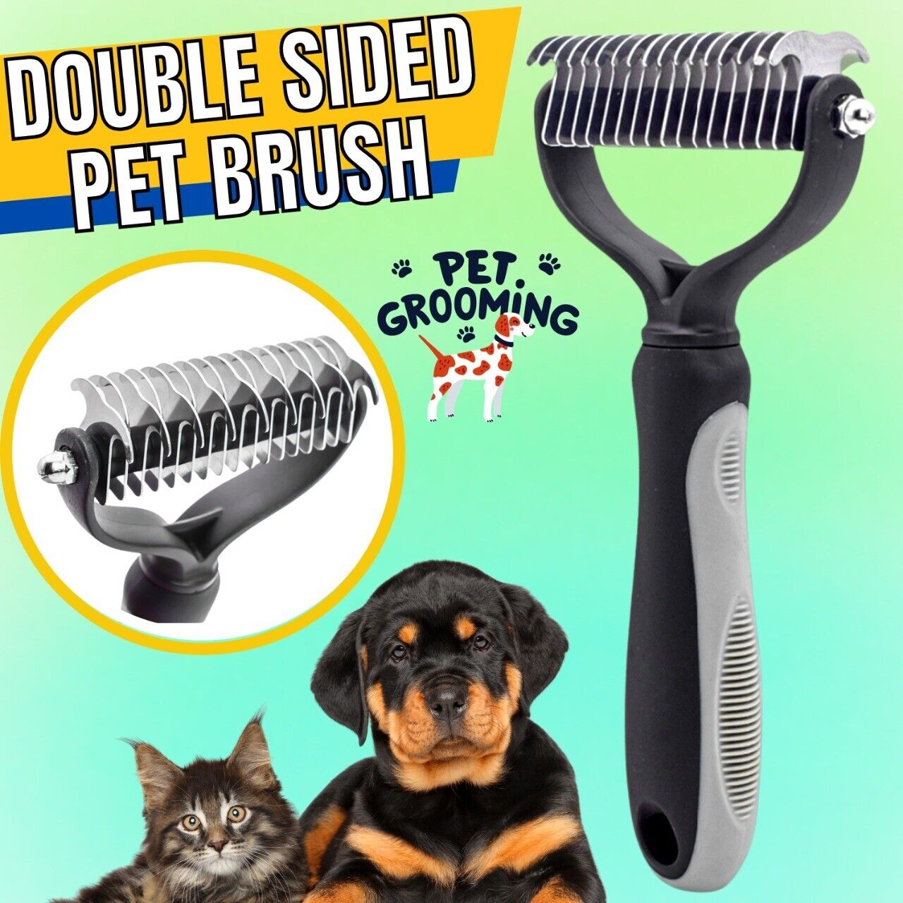 Outil de toilettage professionnel pour animaux de compagnie, sous-poil 2 faces pour chien et chat, peigne de perte, brosse pour animaux de compagnie