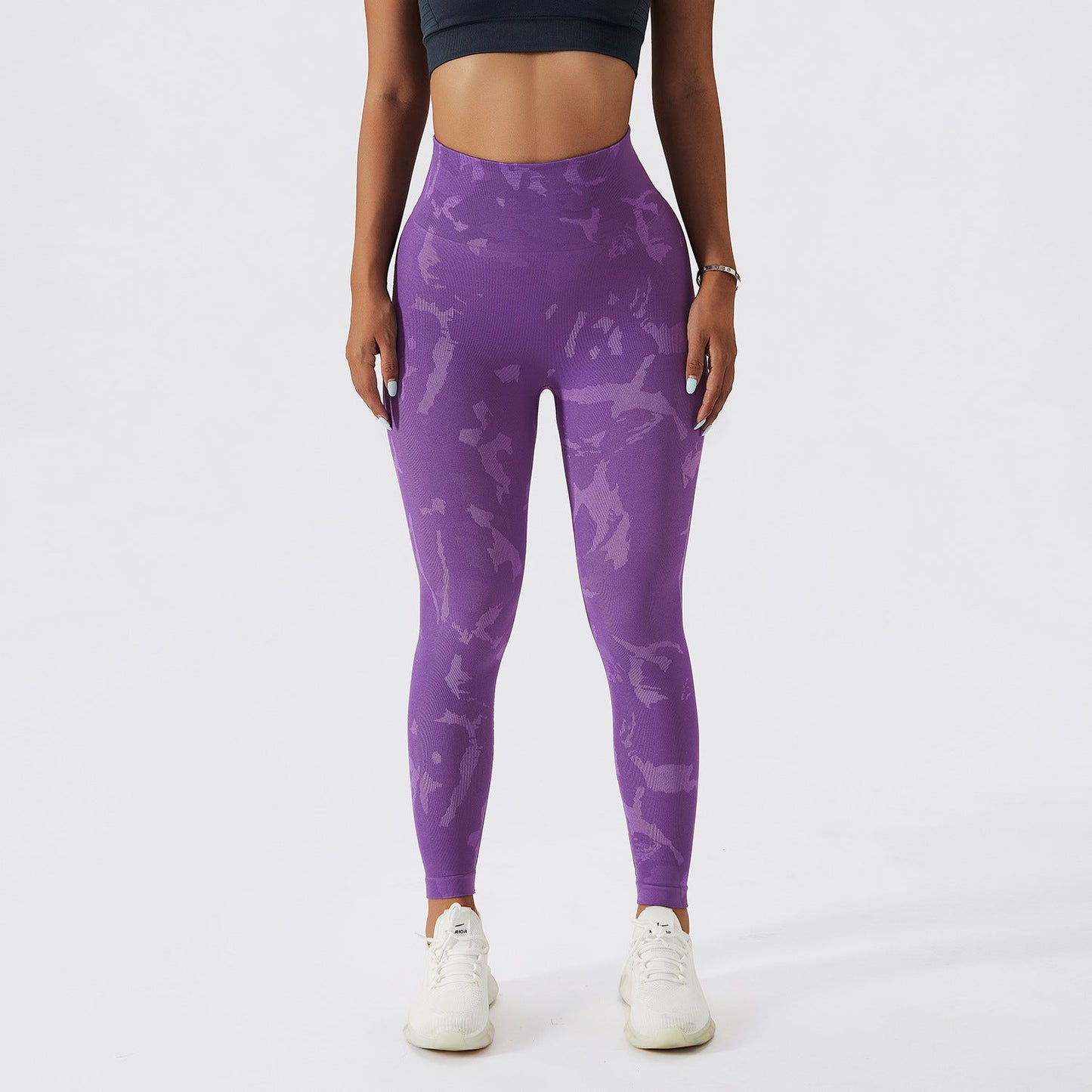 Pantalon de Fitness Camouflage pêche hanche surélevée femme séchage rapide