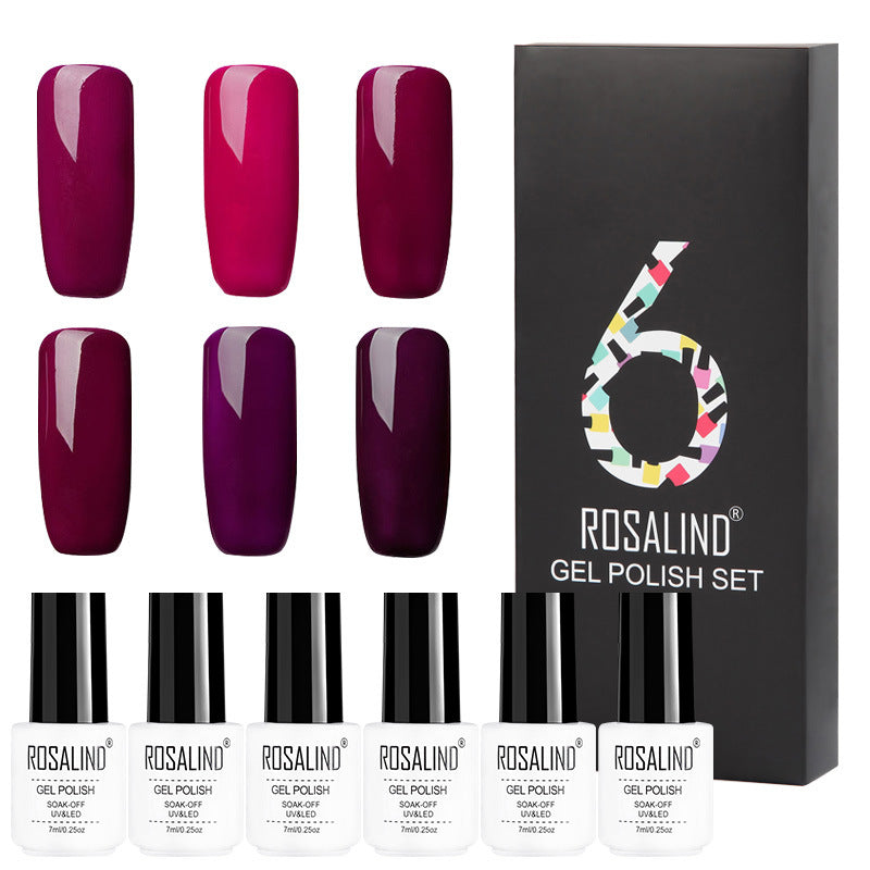 Ensemble de vernis à ongles Gel de couleur unie, coffret cadeau de manucure, 6 couleurs