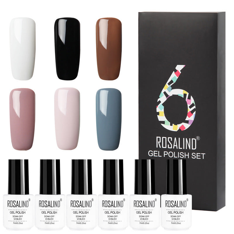 Ensemble de vernis à ongles Gel de couleur unie, coffret cadeau de manucure, 6 couleurs