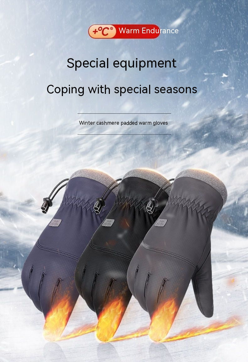 Guantes de poliéster para hombre y mujer, guantes de esquí con pantalla táctil, impermeables para exteriores, resistentes al viento, cálidos, para montar, dedo completo, polar, escalada