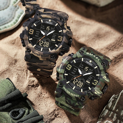 Montre électronique étanche d'extérieur, tactique lumineuse de sport de Camouflage