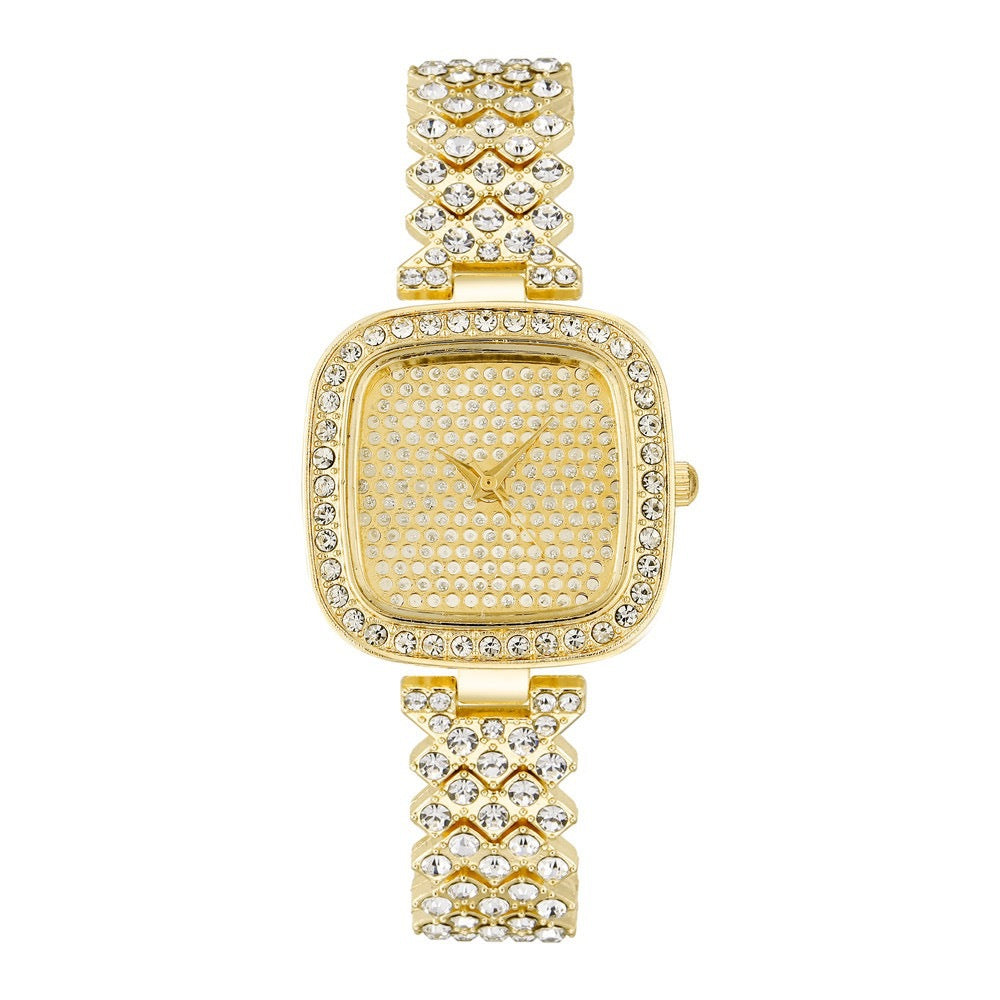 Montre à quartz de mode avec bracelet en diamant carré pour femme