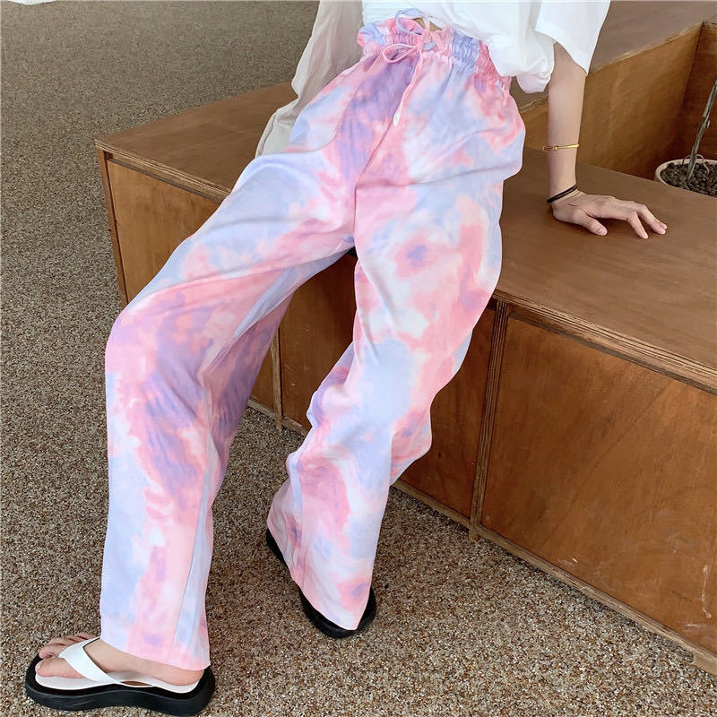 Tie-dye wide-leg pants