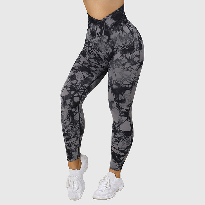 Leggings sin costuras con efecto tie-dye para mujer, pantalones de Yoga, Push Up, deporte, Fitness, correr, gimnasio