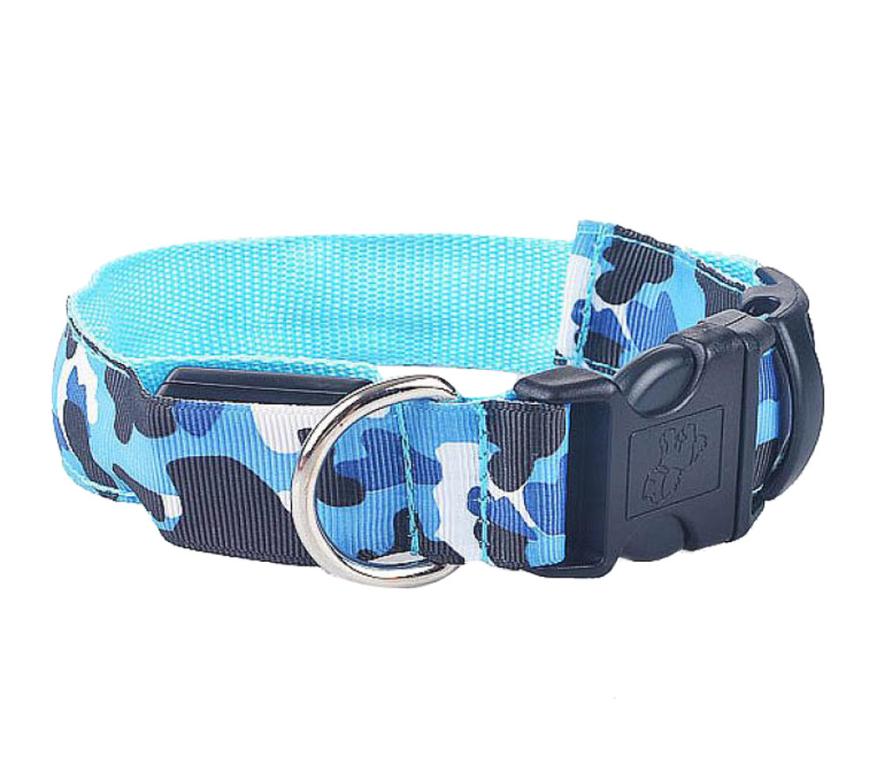 Suministros para mascotas de camuflaje collar de perro luminoso