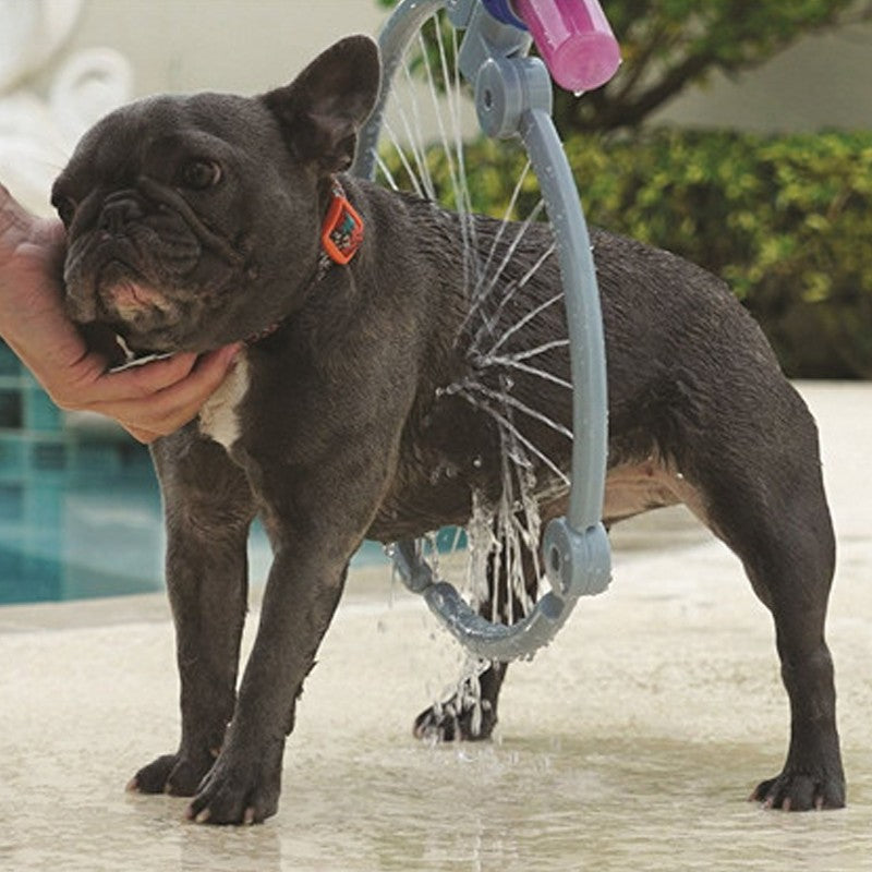 Manguera de limpieza plegable de una tecla para baño de mascotas