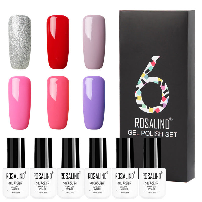 Ensemble de vernis à ongles Gel de couleur unie, coffret cadeau de manucure, 6 couleurs