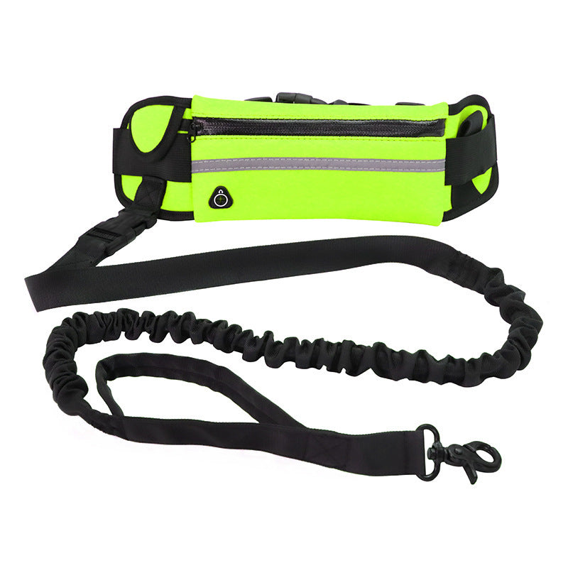 Laisse mains libres pour chien, ceinture de marche et d'entraînement pour animaux de compagnie, avec laisse élastique absorbant les chocs, pour grands chiens jusqu'à 180 lb, poche pour téléphone et porte-bouteille d'eau