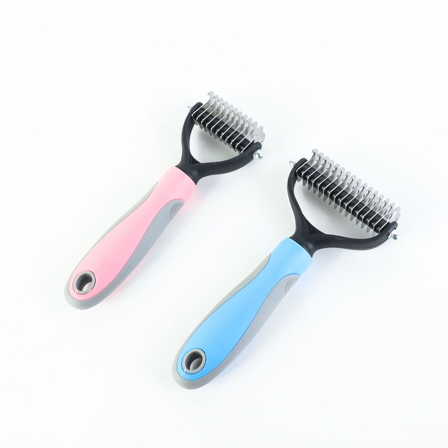 Brosse Double face en acier inoxydable pour animaux de compagnie, peigne d'épilation, démêlage, toilettage pour chiens, outils de perte