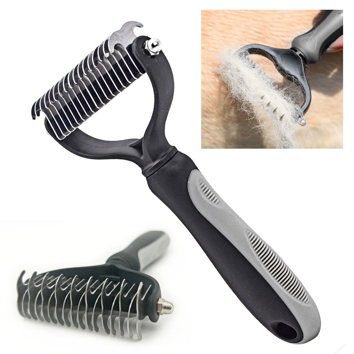 Professional Pet Grooming Tool 2 Sided Undercoat Dog Cat Shedding Comb Brush Pet