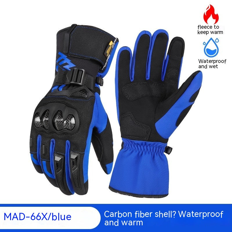 Guantes cálidos para montar en motocicleta, fibra de carbono para hombre, resistentes a caídas