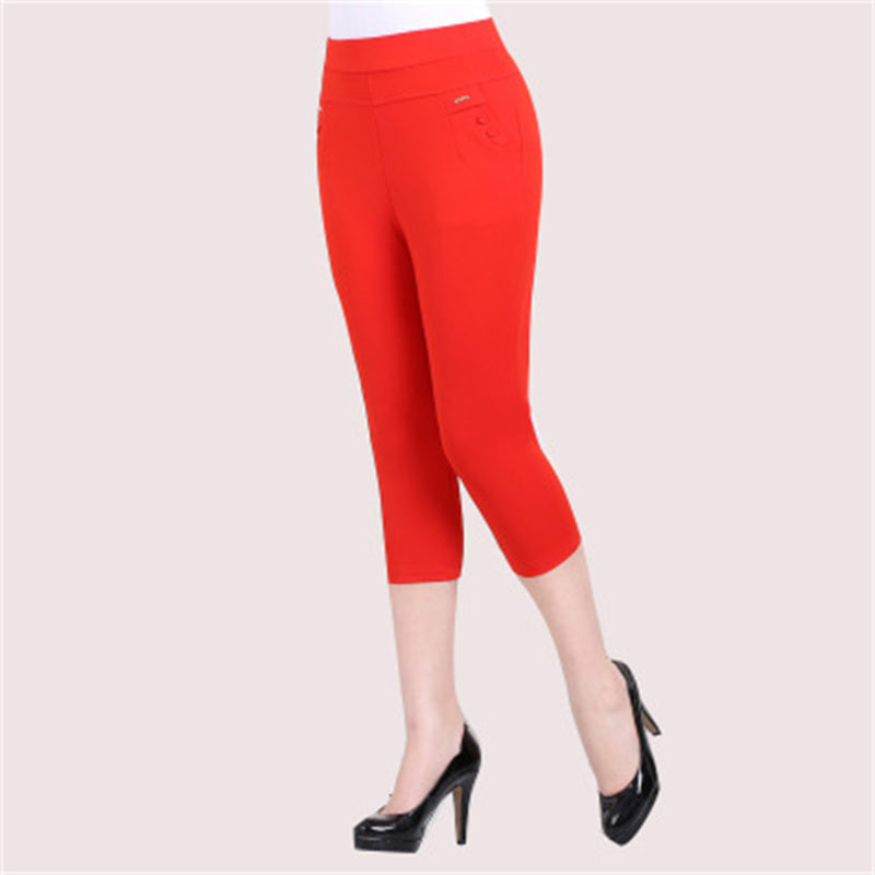 Pantalon décontracté taille haute de couleur unie pour femme